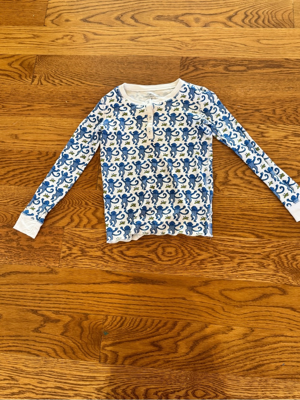 Kids Roller Rabbit Blue Monkey Print Long-Sleeve PjJ Top